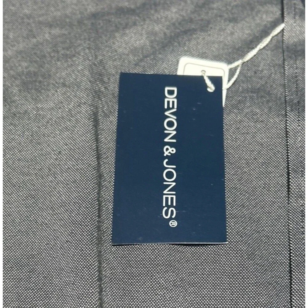 Devon & Jones Mens Large Button Up Shirt Long Sleeve Dark Grey Heather DG230 NWT